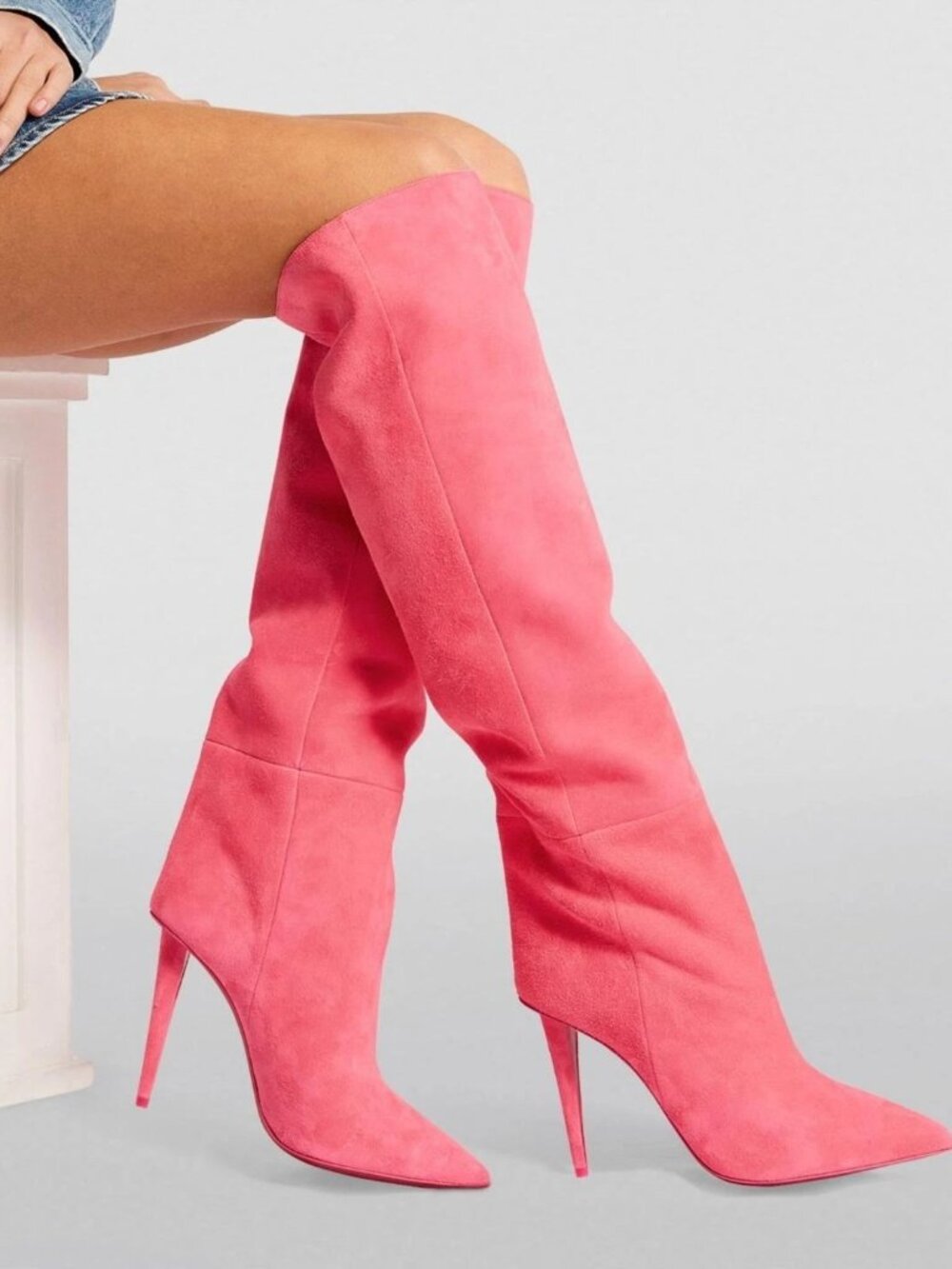 Christian Louboutin ASTRILARGE BOTTA Suede Over The Knee High Boots Heels